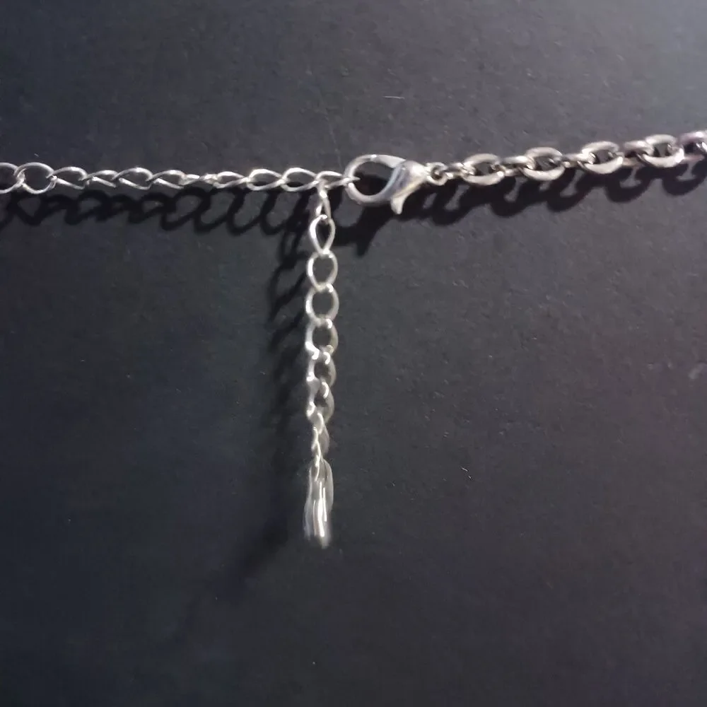 COLE VINTAGE Silver-Toned Green Newburyport Necklace, 16" - Picture 2 of 2